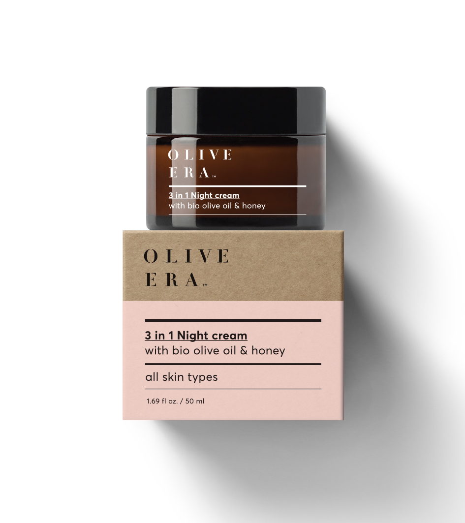 3 in 1 Nachtcreme für das Gesicht mit Bio-Olivenöl , Argan Öl & Hyaluronsäure 50ml